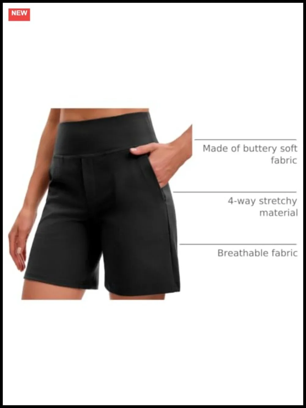 Women's Bermuda Shorts High Waisted Athletic Pockets 7